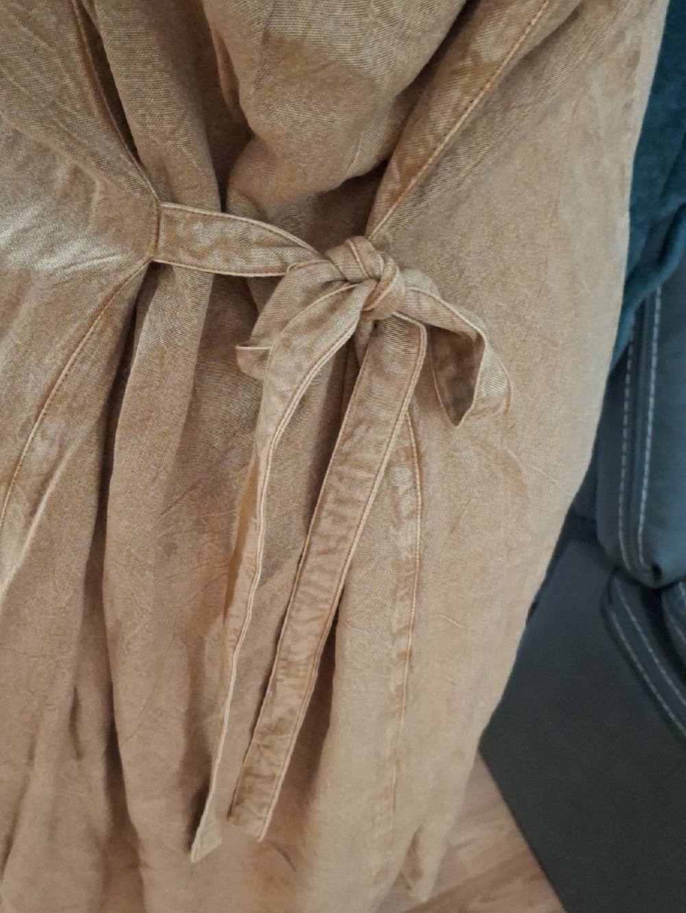 Earthbound-Embroidered Tan Spaghetti-Strap Dress- W Sz XL - Picture 8 of 11